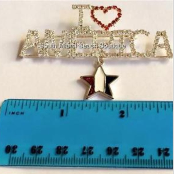 Silver Patriotic USA Flag Pin Brooch American US - Picture 7 of 8